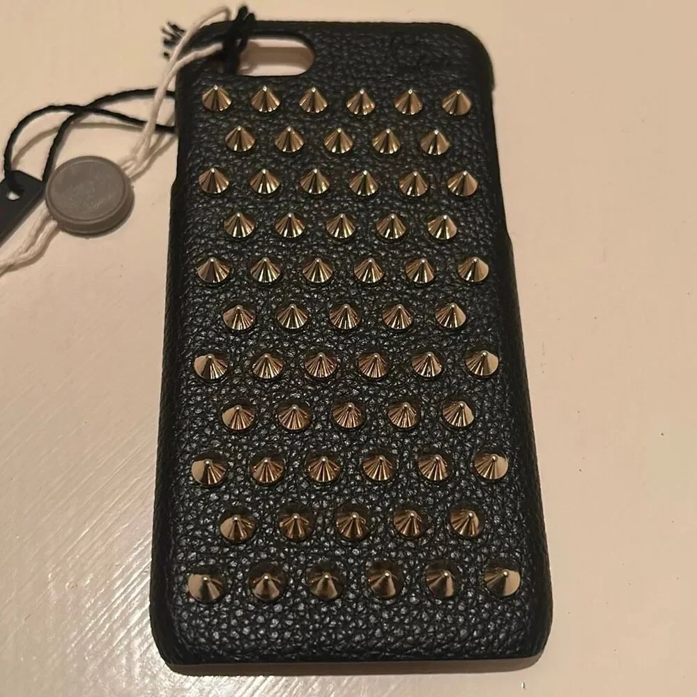 Christian Louboutin Phone Case iPhone 7 Black Gold Studded Goth Alt Bikercore